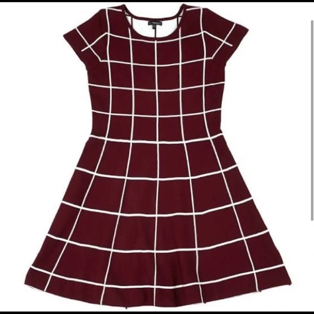 My Michelle windowpane dress burgundy